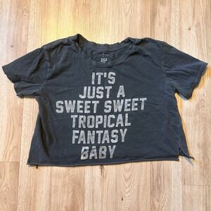 Billabong Womens Graphic Crop Top Sweet Tropical Fantasy Baby Black T Shirt S